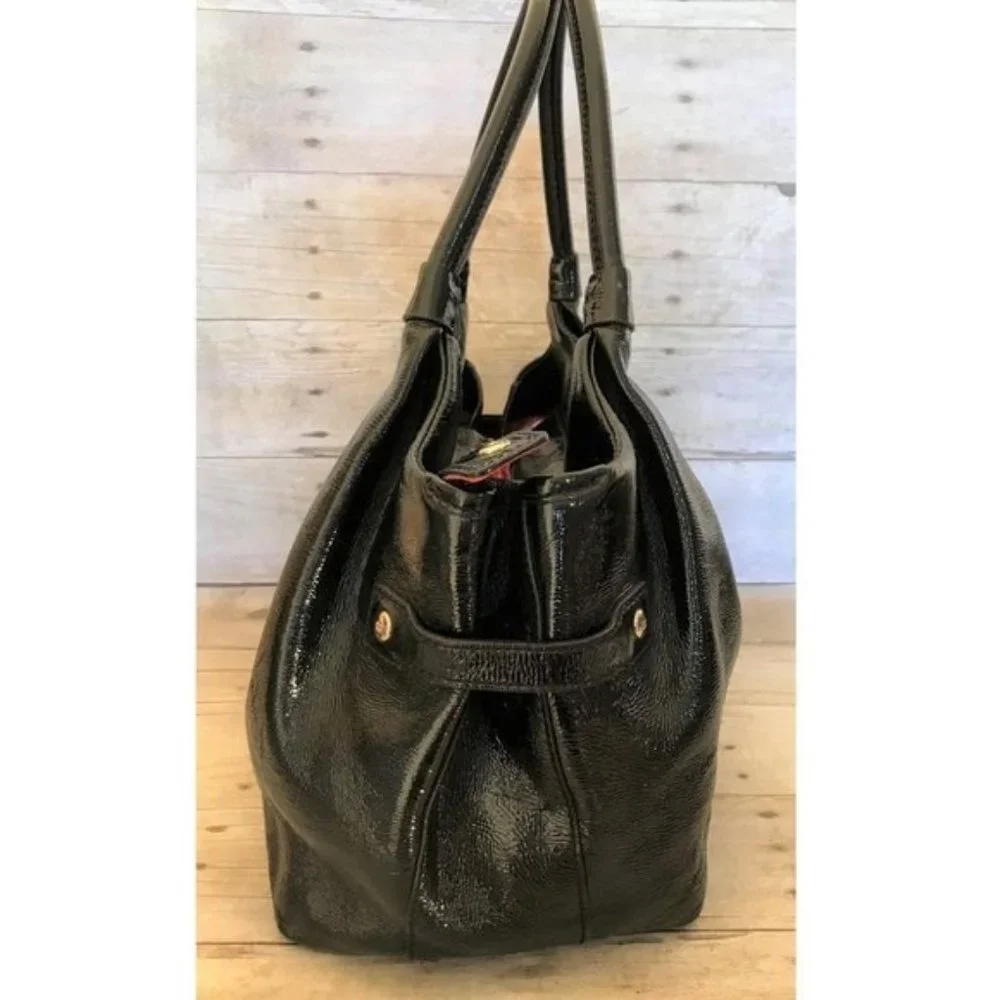 Kate Spade Berkshire Road Stevie Hobo Bag Black Patent Leather Satchel Handbag